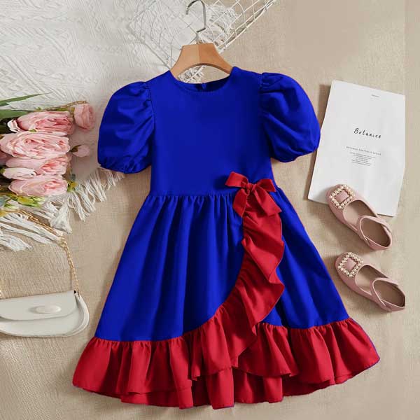 Girls Blue Ruffle Frock
