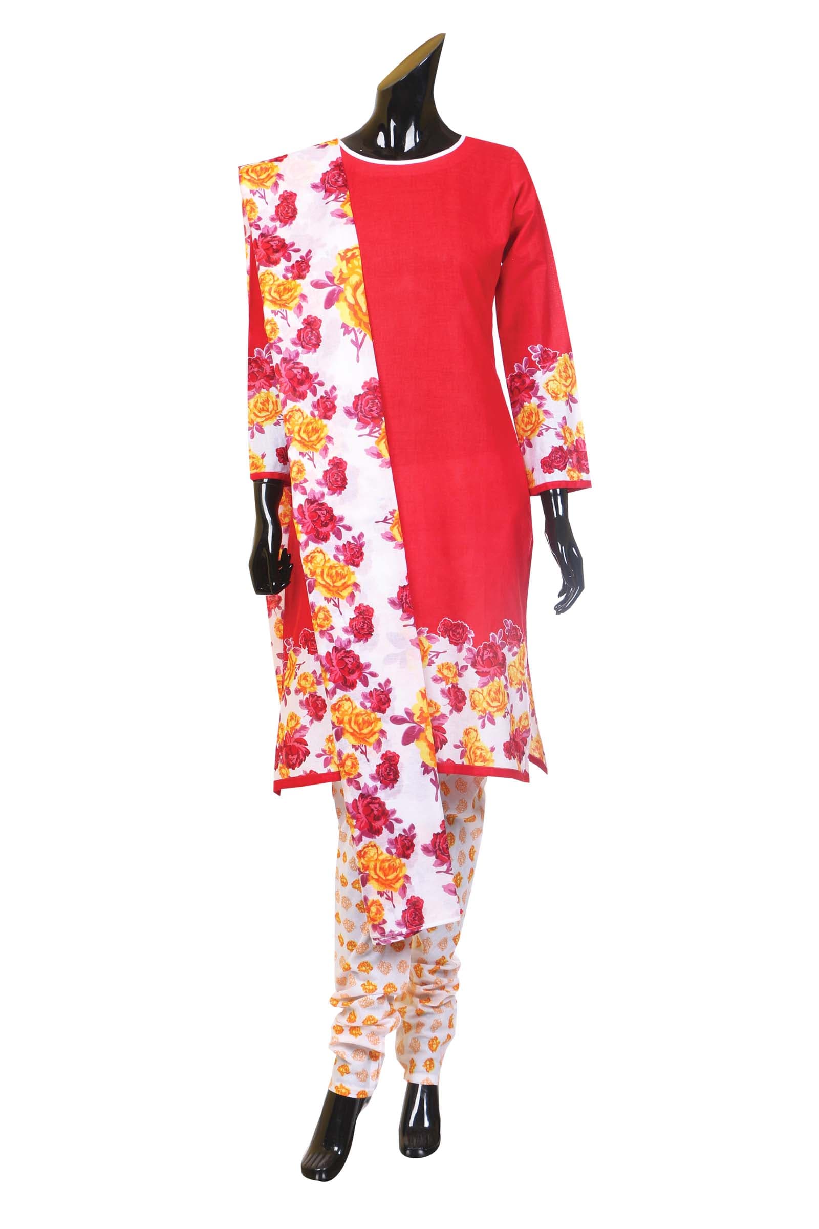 Floral Red Three Piece